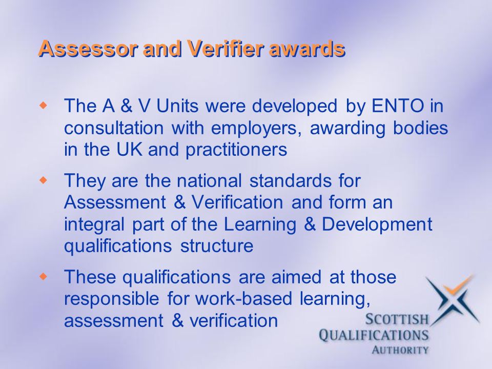 Assessor and Verifier awards