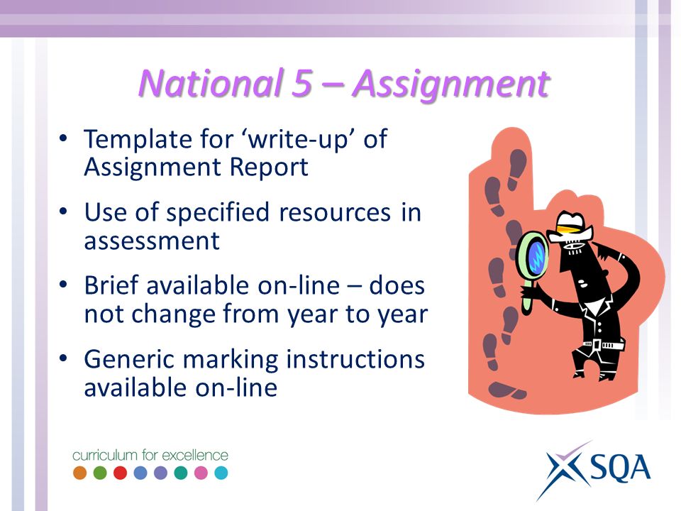 National 5 – Assignment Template for ‘write-up’ of Assignment Report