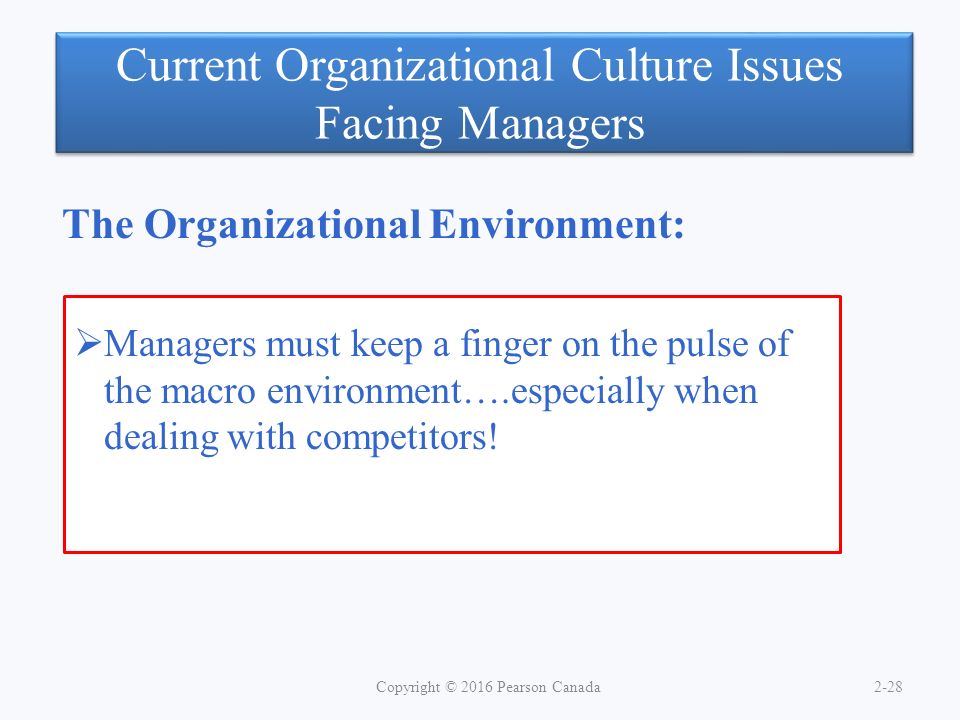 Current Organizational Culture Issues Facing Managers