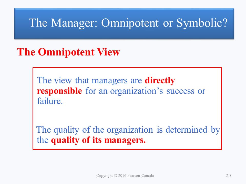 The Manager: Omnipotent or Symbolic