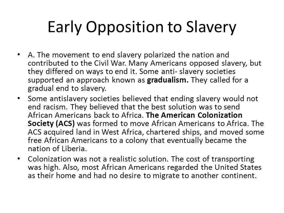 Early Opposition to Slavery