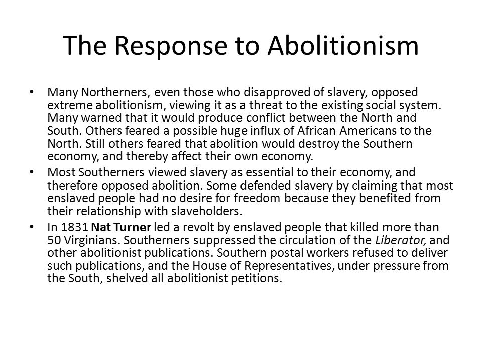 The Response to Abolitionism