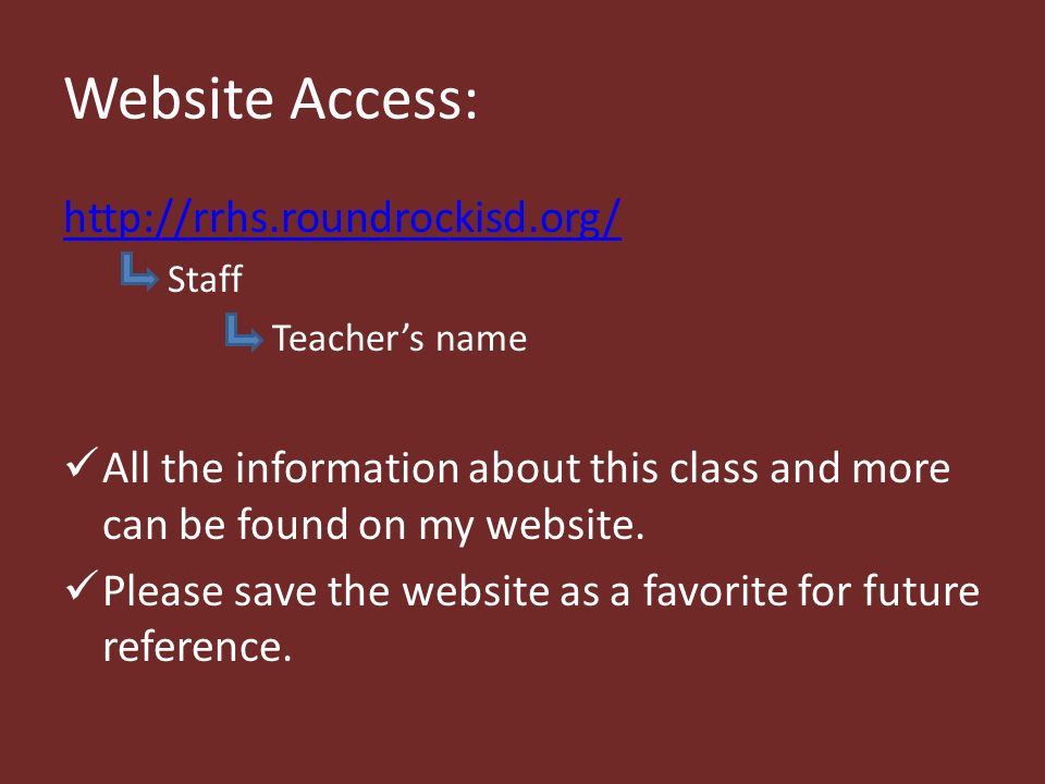 Website Access: