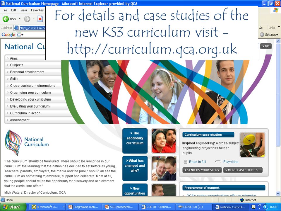 For details and case studies of the new KS3 curriculum visit -
