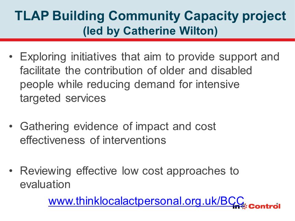 TLAP Building Community Capacity project (led by Catherine Wilton)