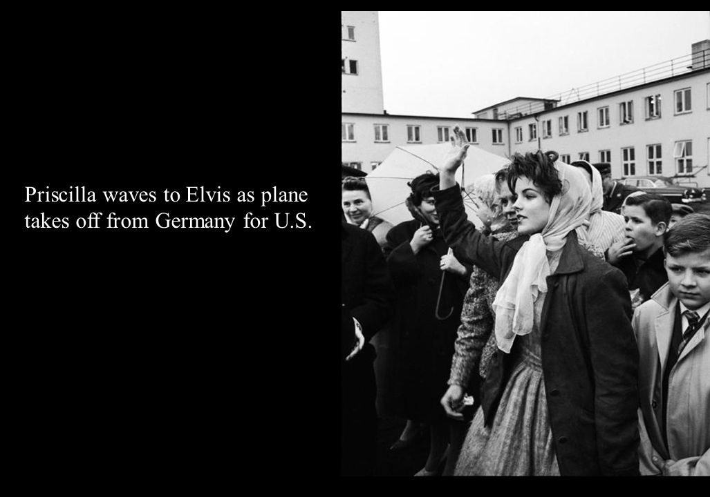 Priscilla waves to Elvis as plane takes off from Germany for U.S.