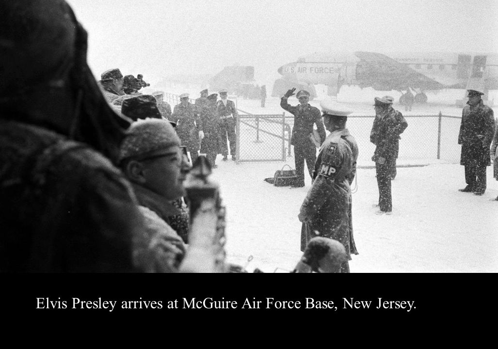 Elvis Presley arrives at McGuire Air Force Base, New Jersey.