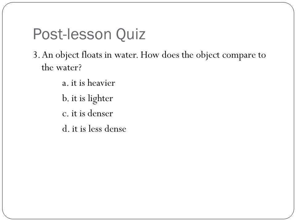 Post-lesson Quiz