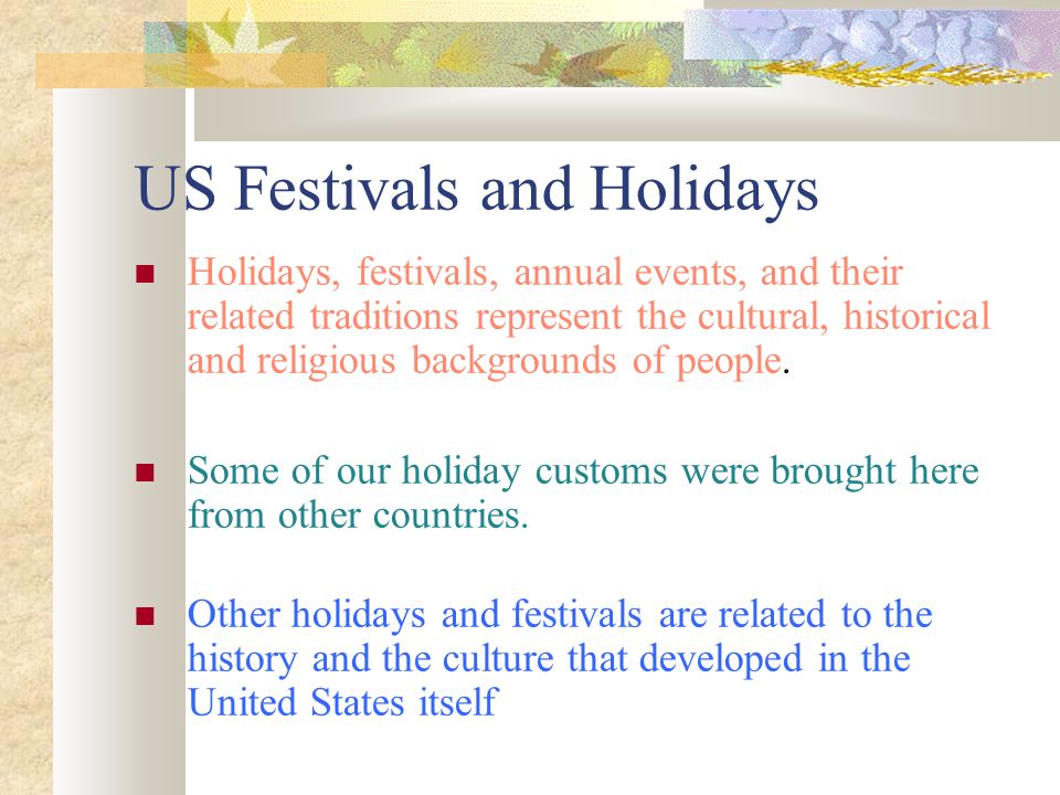 US Festivals and Holidays