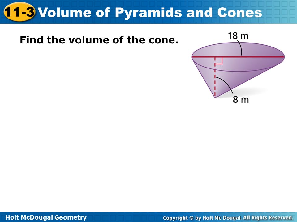 Find the volume of the cone.