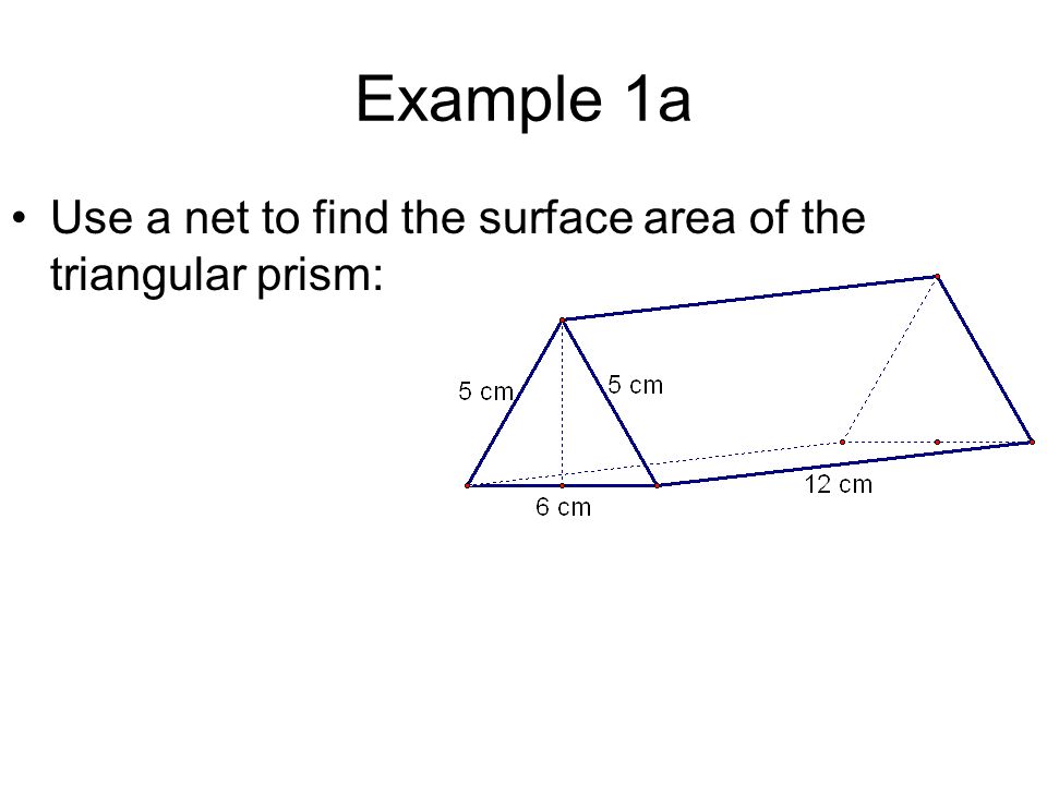 Example 1a Use a net to find the surface area of the triangular prism: