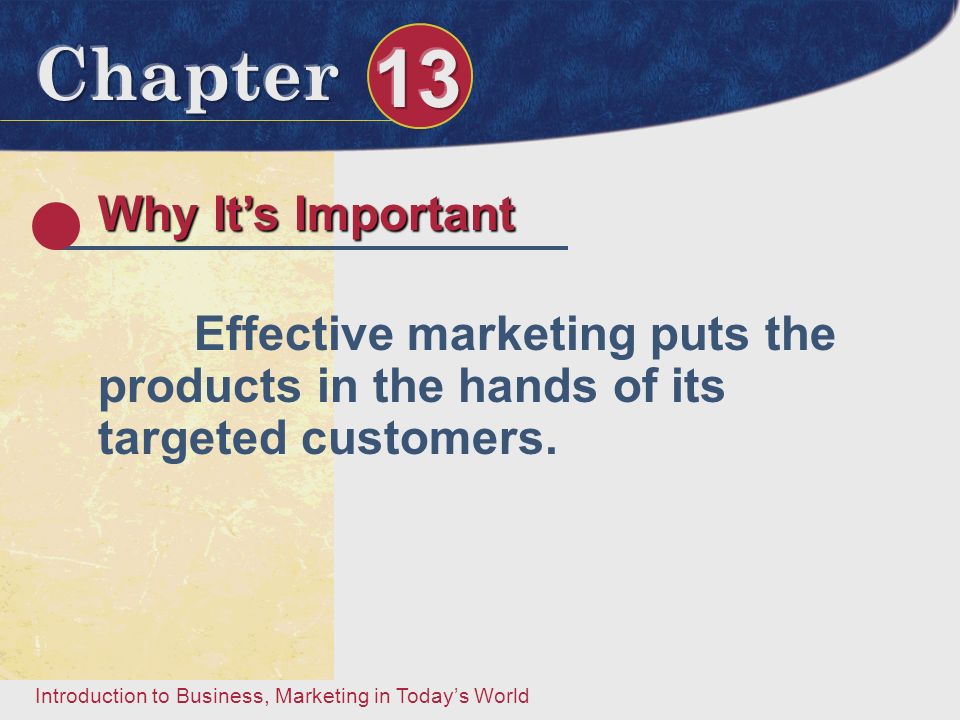 Why It’s Important Effective marketing puts the products in the hands of its targeted customers.