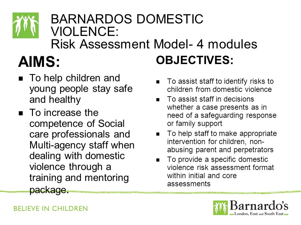 BARNARDOS DOMESTIC VIOLENCE: Risk Assessment Model- 4 modules