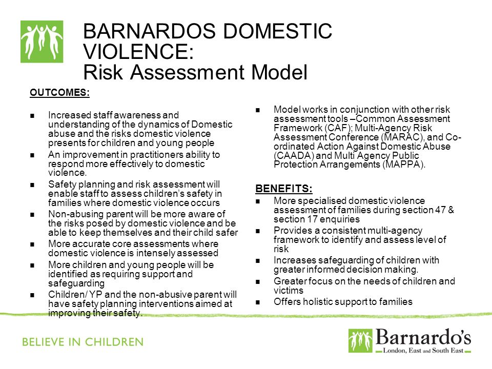 BARNARDOS DOMESTIC VIOLENCE: Risk Assessment Model