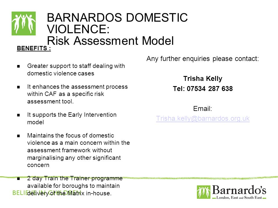 BARNARDOS DOMESTIC VIOLENCE: Risk Assessment Model