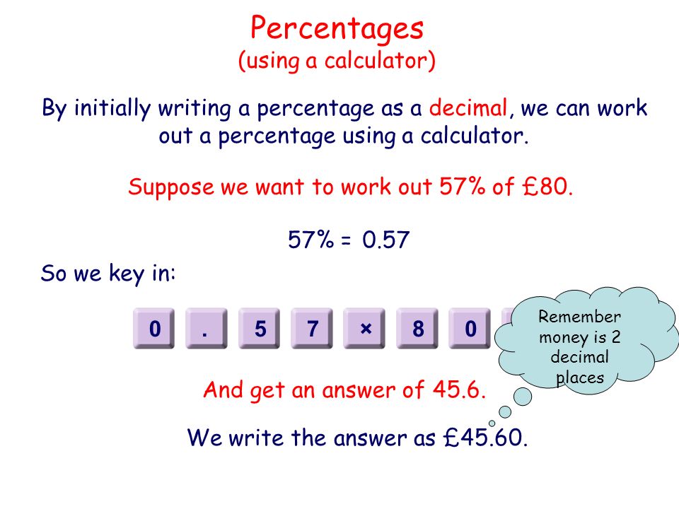 Percentages (using a calculator)
