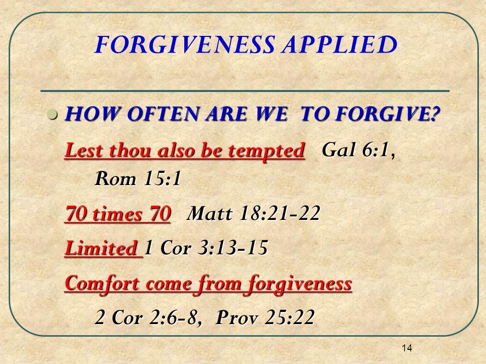 FORGIVENESS APPLIED HOW OFTEN ARE WE TO FORGIVE