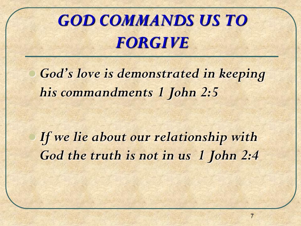 GOD COMMANDS US TO FORGIVE