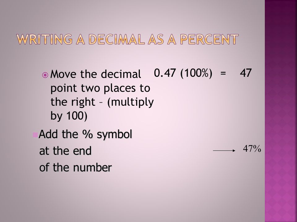 Writing a Decimal as a Percent
