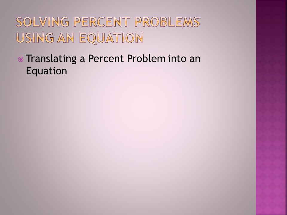 Solving Percent Problems Using an equation