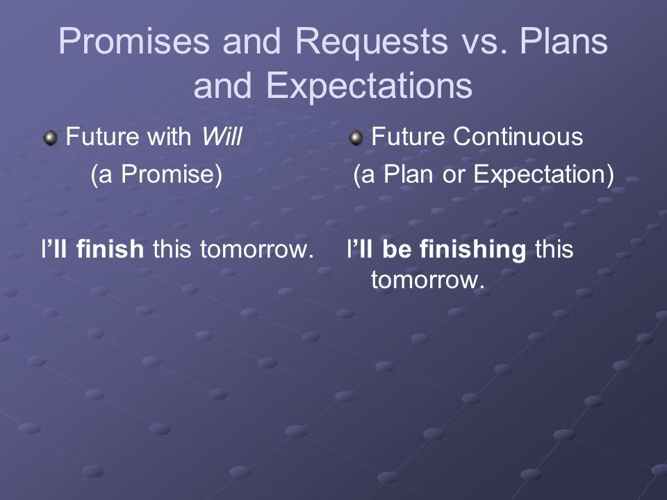 Promises and Requests vs. Plans and Expectations