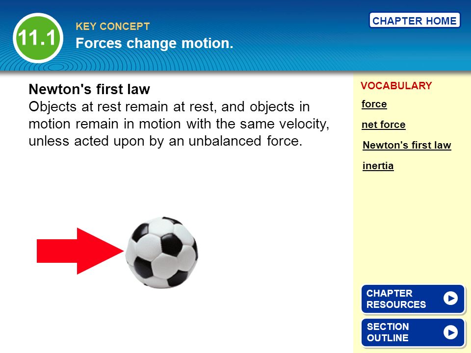 11.1 Forces change motion. Newton s first law