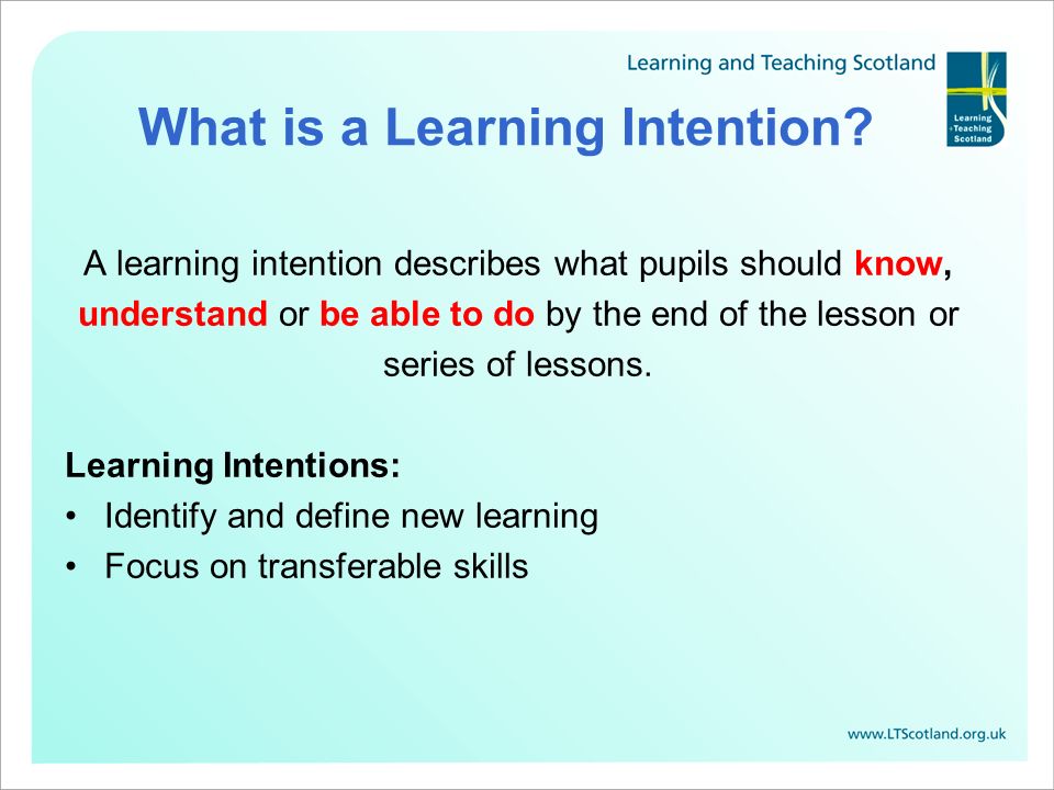 What is a Learning Intention