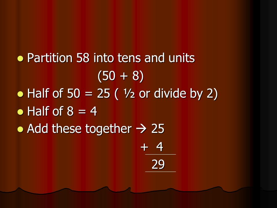 Partition 58 into tens and units