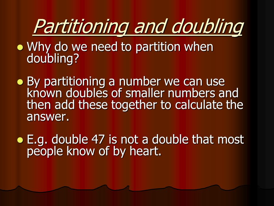 Partitioning and doubling