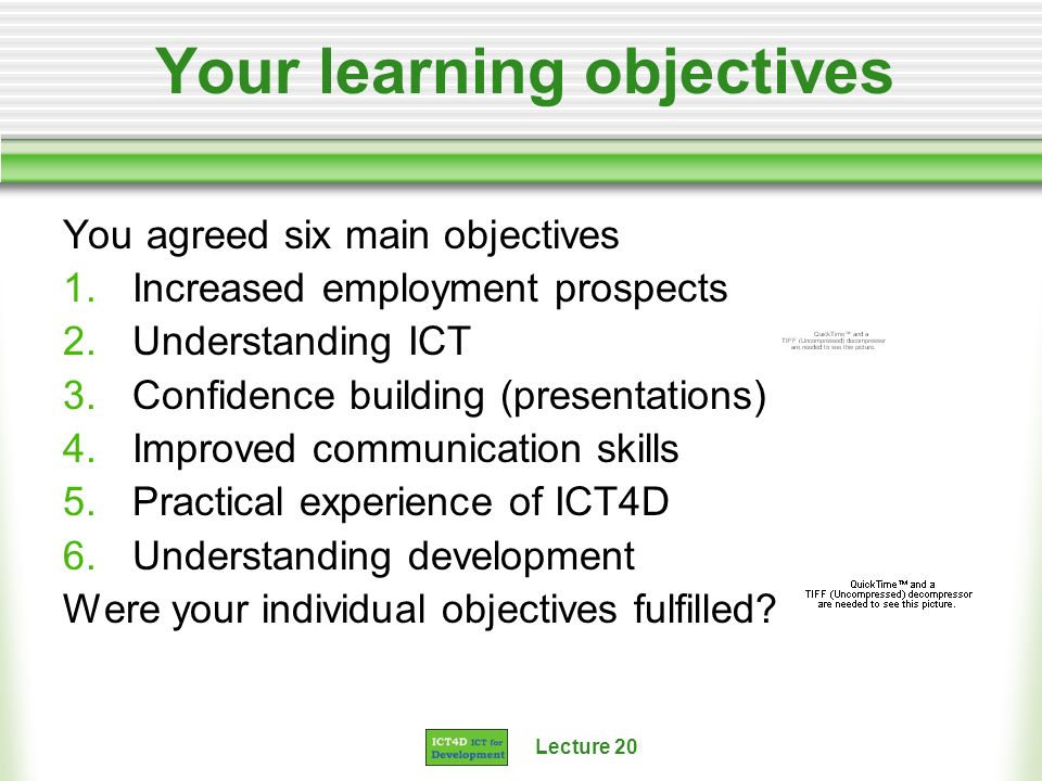 Your learning objectives
