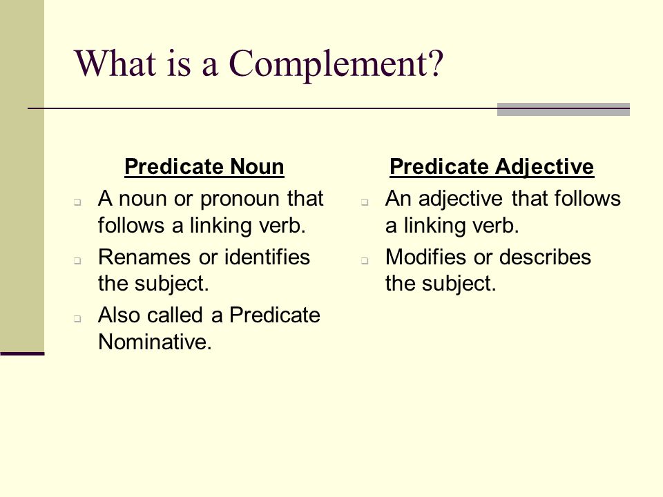 What is a Complement Predicate Noun