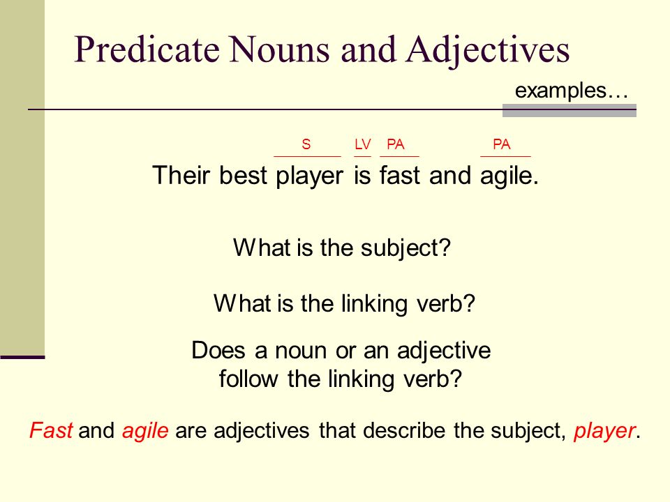 Does a noun or an adjective follow the linking verb