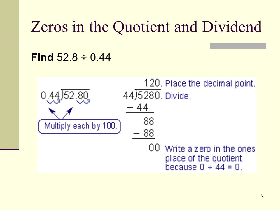 Zeros in the Quotient and Dividend