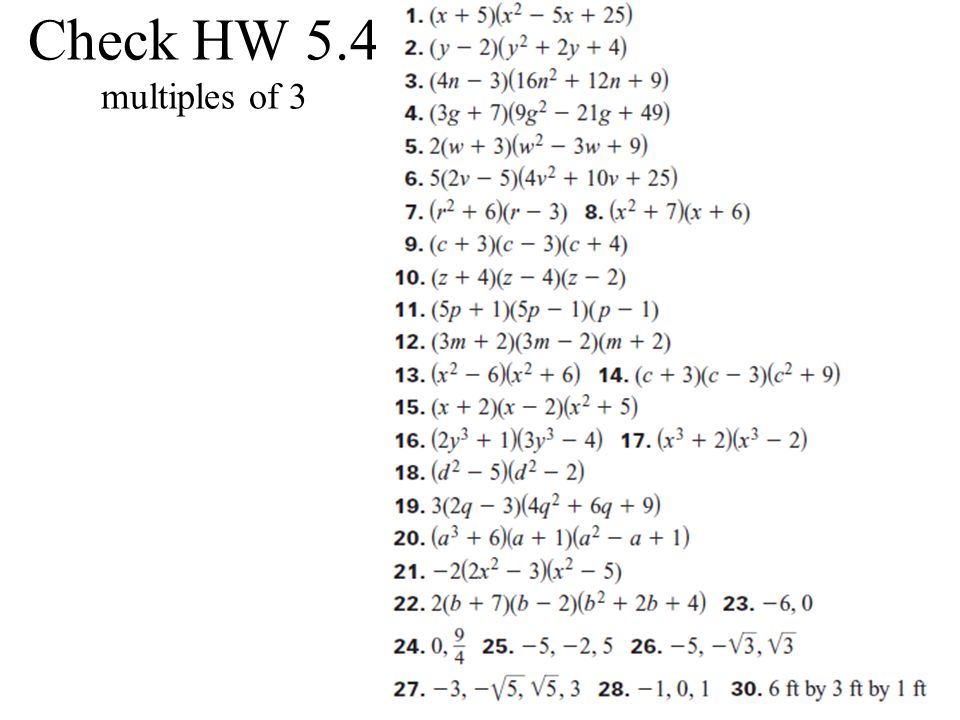 Check HW 5.4 multiples of 3