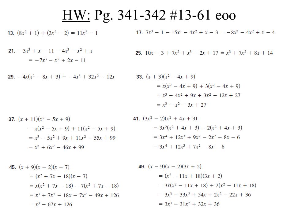 HW: Pg #13-61 eoo