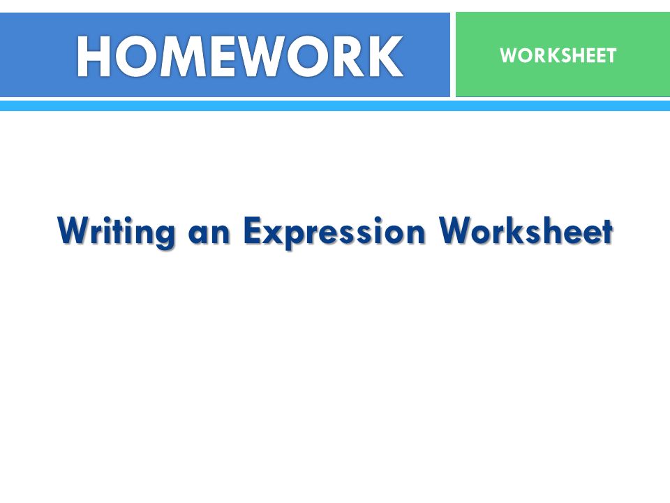 Writing an Expression Worksheet