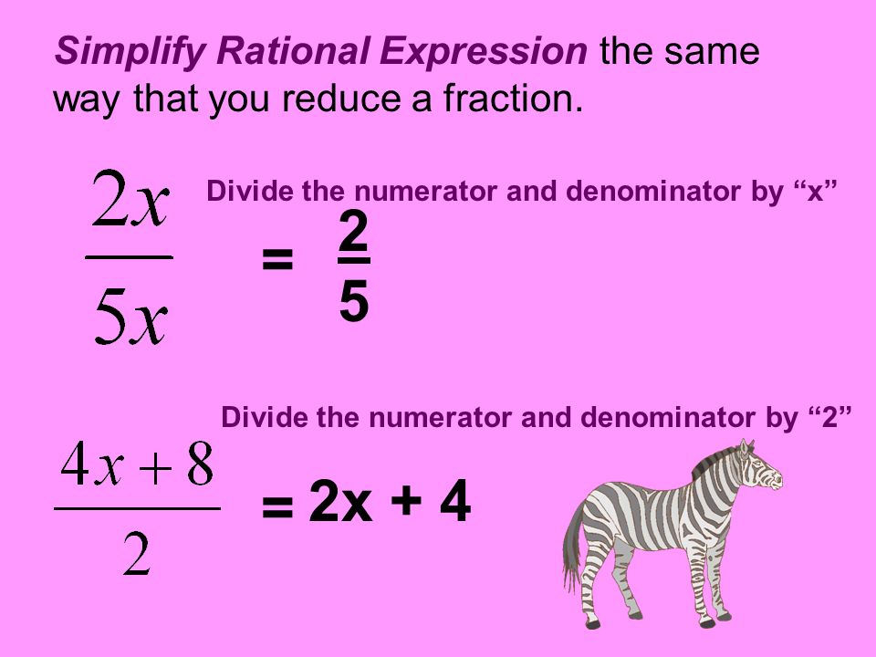 Simplify Rational Expression the same way that you reduce a fraction.