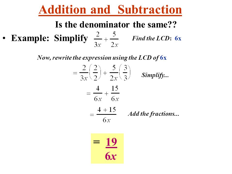Addition and Subtraction Is the denominator the same