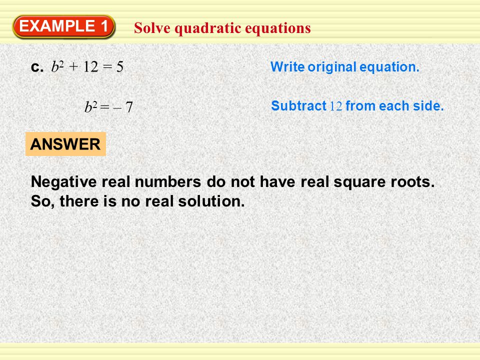 Solve quadratic equations