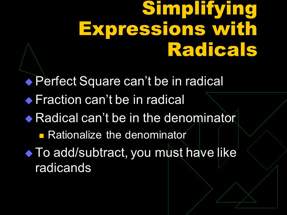 Simplifying Expressions with Radicals