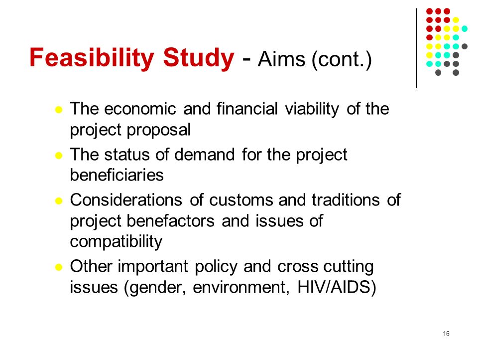 Feasibility Study - Aims (cont.)