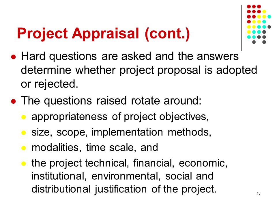 Project Appraisal (cont.)