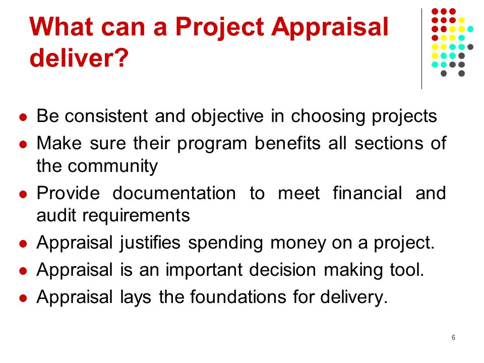 What can a Project Appraisal deliver