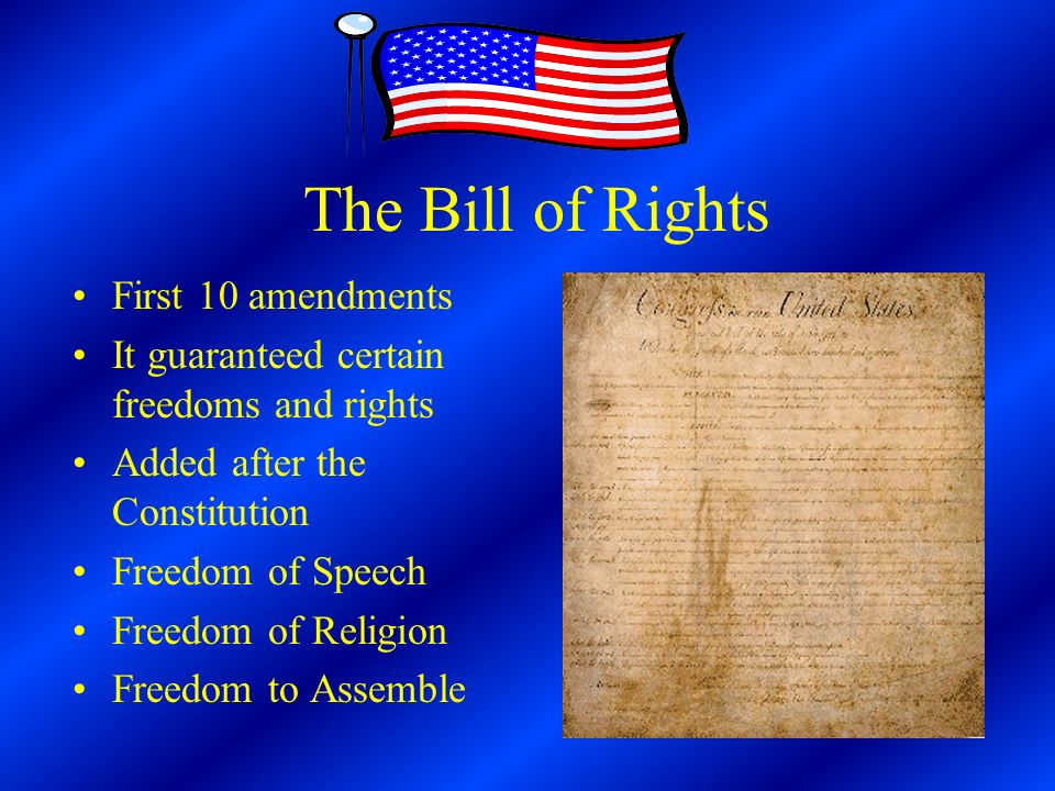The Bill of Rights First 10 amendments