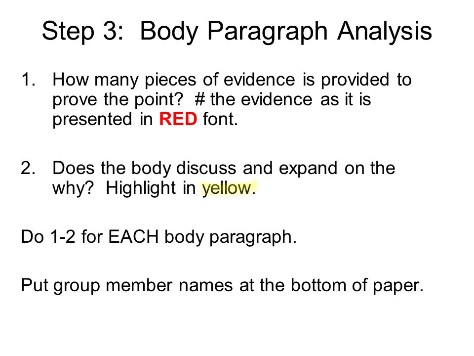 Step 3: Body Paragraph Analysis