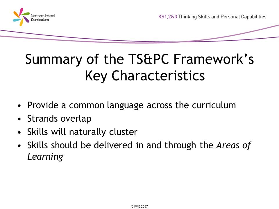 Summary of the TS&PC Framework’s Key Characteristics