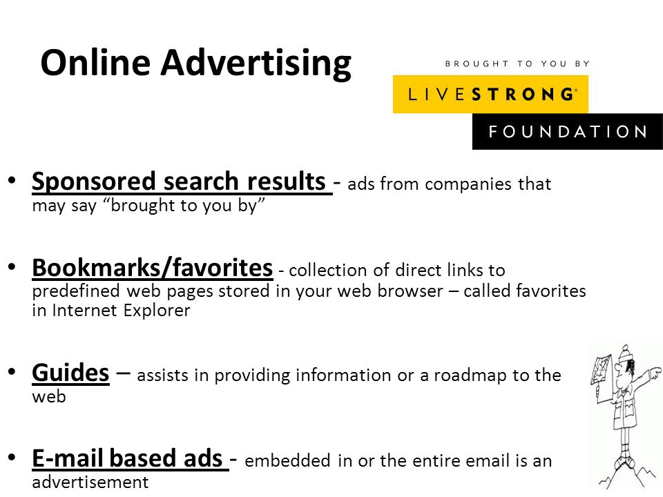 Online Advertising Sponsored search results - ads from companies that may say brought to you by