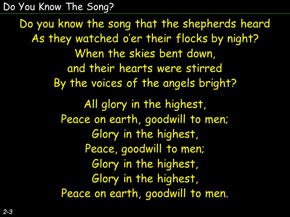 Do you know the song that the shepherds heard