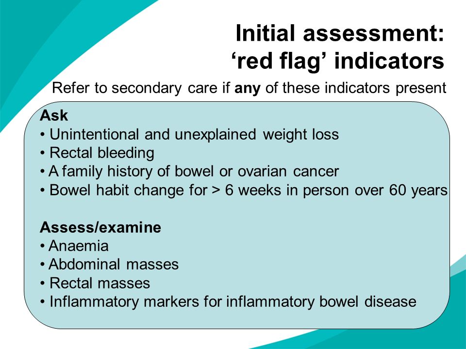 Initial assessment: ‘red flag’ indicators