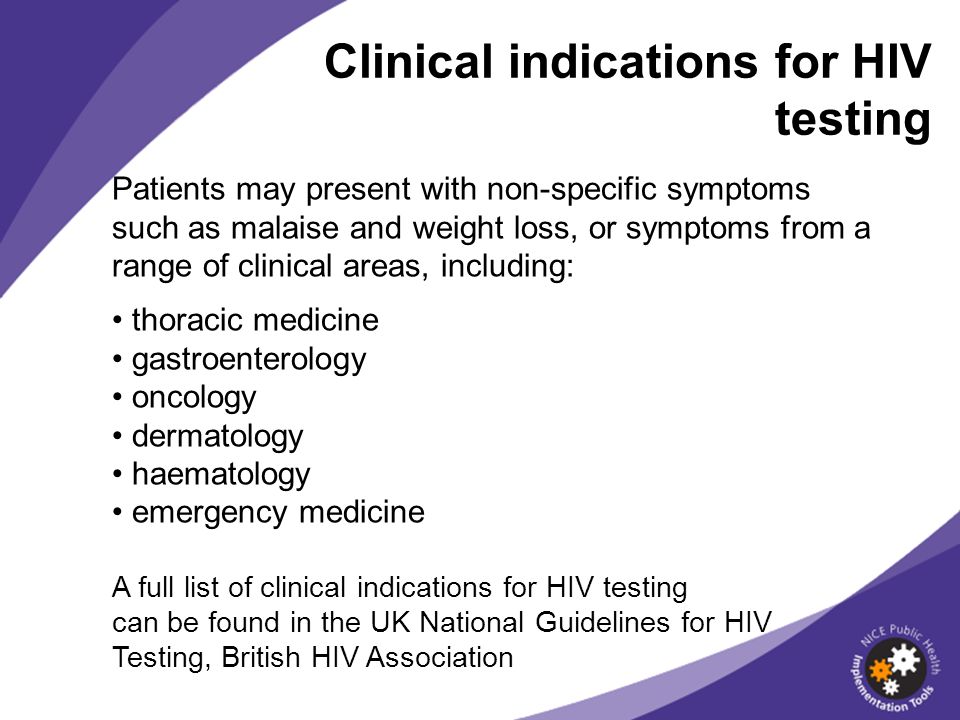 Clinical indications for HIV testing